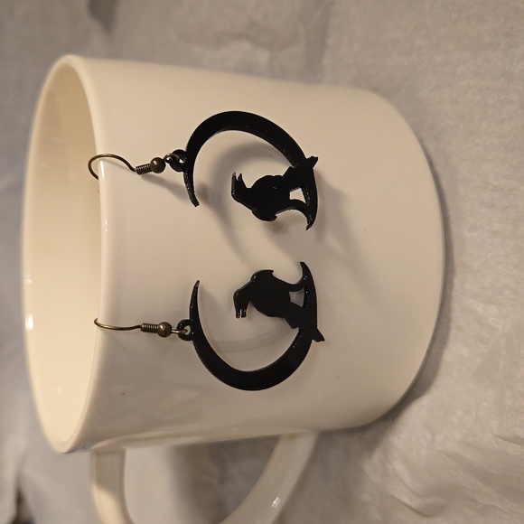 Jewelry - 3/$15 New Black Crow Moon Halloween Earrings